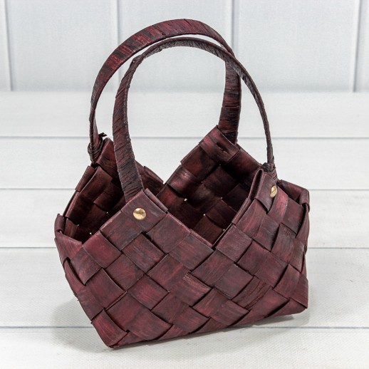 Корзина плетёная 20*11*12/21 (±5%) из секвойи с ручками Бурый 1/60 Арт: 420332/1051