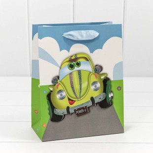 Пакет подарочный с 3D аппликацией "Машинка" (микс) 18*23*10 230г 1/20 1/360 Арт: 000302E