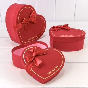 Коробки "Сердце" Набор 1/3 22,2*19,5*9 с бантом Красный 1/36 Арт: 721194/7