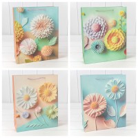 Пакет подарочный с блёстками "Цветы" (микс 261) 26*32*10 210г 1/20 1/240 Арт: 000261C