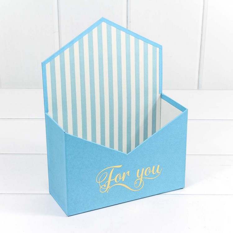 Коробка "Конверт" 18*24*7 "For you" Голубой 1/4 1/36 Арт: KPL0017