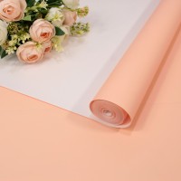 Плёнка 59см 800г матовая двухсторонняя 65мкм Персиковый/Белый 1/6 1/12 Арт: 80004/4032