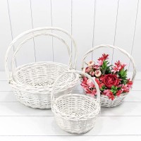 Корзины плетёные Круглые Набор 1/4 40*15/44 (±5%) с ручкой Белый 1/6 Арт: 420180/1