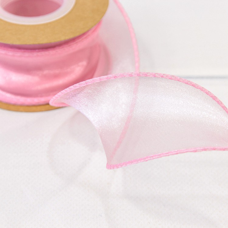 Лента Органза с леской 4см*10ярд Розовый 1/5 1/200 Арт: 594-40/3