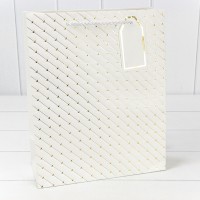 Пакет подарочный с тиснением (547) 26*32*12 210г Белый 1/20 1/240 Арт: 000547C/1