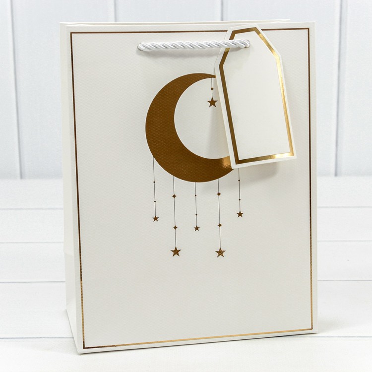 Пакет подарочный с тиснением "Полумесяц" (290) 18*23*10 210г Белый 1/20 1/360 Арт: 000290E/1