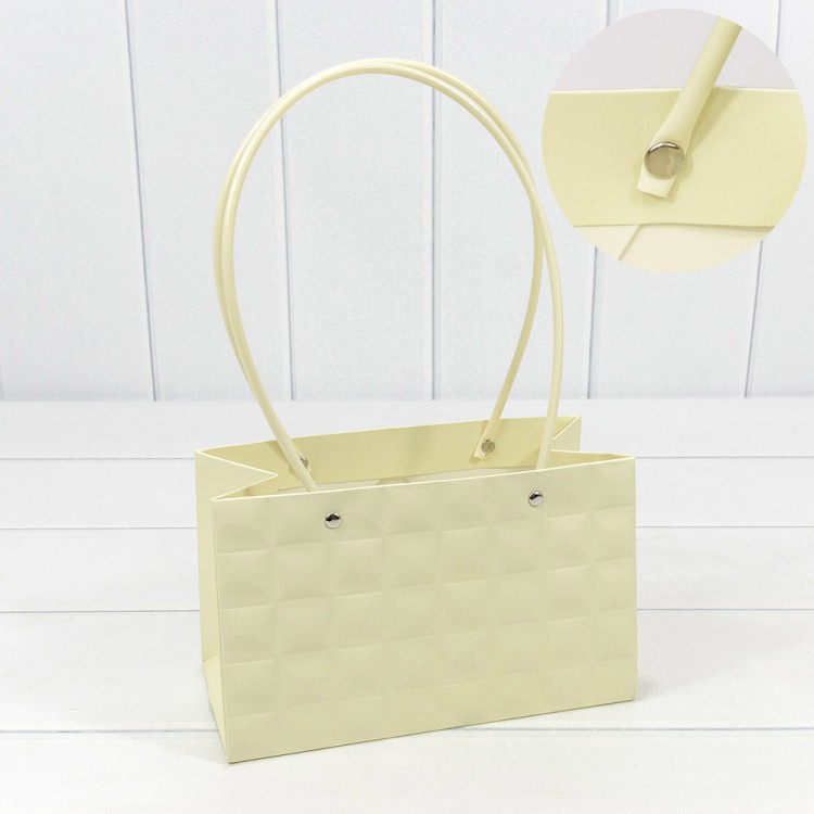 Пакет подарочный "Ваза для цветов" 22*13,5*10,5 260г "Квадраты" Песочный 1/10 1/120 Арт: 000168EA/29