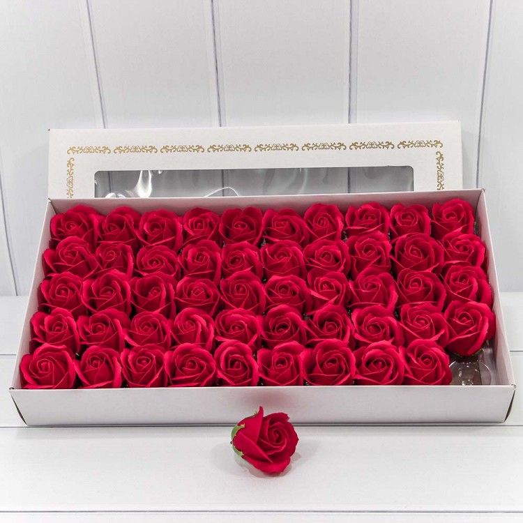 Декоративный цветок-мыло "Роза" класс А Красный 5,5*4 50шт. 1/20 Арт: 420055/17