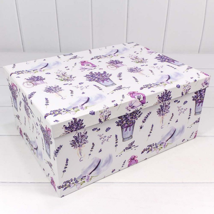 Коробки Прямоугольные Набор 1/10 34*26*15,3 "Лаванда на белом фоне" 1/6 Арт: 721604/1832