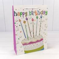 Пакет подарочный &quot;Happy birthday&quot; (микс) 30*41,5*12 210г 1/20 1/80 Арт: 000269A - Пакет подарочный "Happy birthday" (микс) 30*41,5*12 210г 1/20 1/80 Арт: 000269A