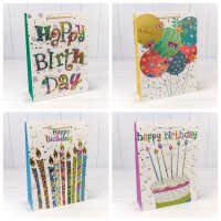Пакет подарочный "Happy birthday" (микс) 30*41,5*12 210г 1/20 1/80 Арт: 000269A