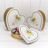 Коробки &quot;Сердце&quot; Набор 1/3 32*30,5*10 с двойным бантом Золотой/Белый 1/16 Арт: 720205/2 - Коробки "Сердце" Набор 1/3 32*30,5*10 с двойным бантом Золотой/Белый 1/16 Арт: 720205/2