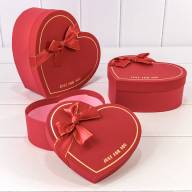 Коробки &quot;Сердце&quot; Набор 1/3 22,2*19,5*9 с бантом Красный 1/18 Арт: 721609/7 - Коробки "Сердце" Набор 1/3 22,2*19,5*9 с бантом Красный 1/18 Арт: 721609/7