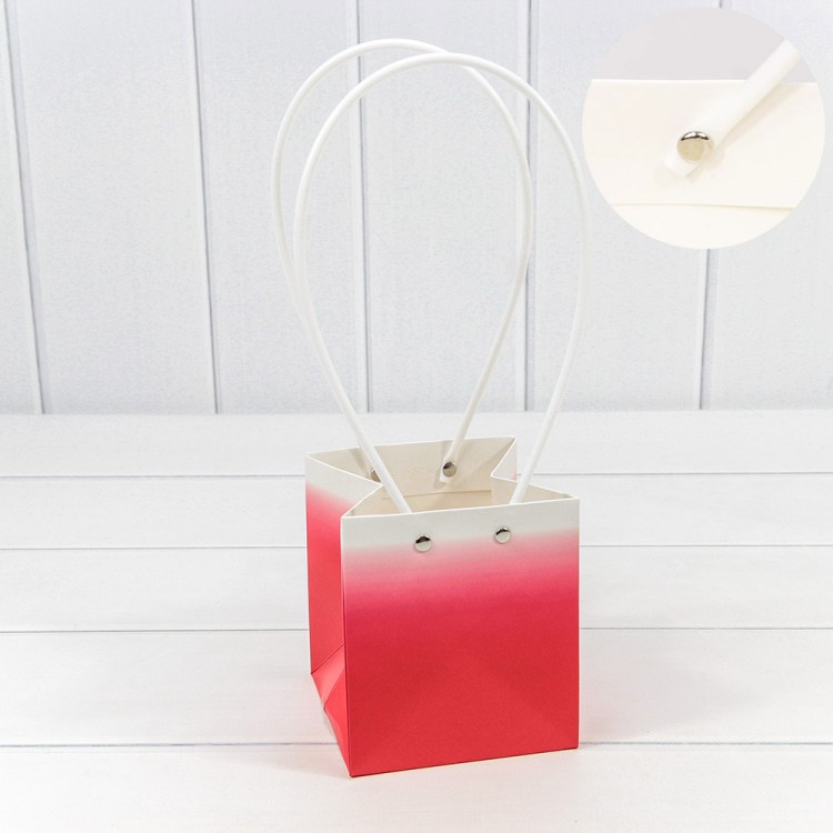 Пакет подарочный "Ваза для цветов" 13*11,5*11,5 260г "Градиент" Красный 1/10 1/150 Арт: 000184F/3