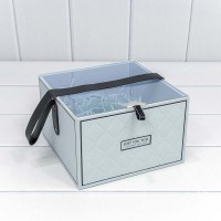 Коробка Квадратная 19*19*12 с прозрачной крышкой и ручкой Голубой 1/12 Арт: 721137/2