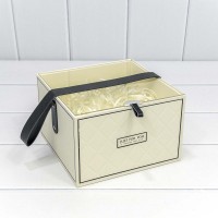 Коробка Квадратная 19*19*12 с прозрачной крышкой и ручкой Бежевый 1/12 Арт: 721137/4