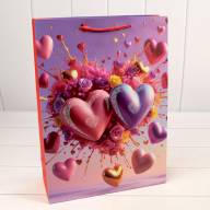 Пакет подарочный с 3D аппликацией "Сердца" (микс 112) 30*41,5*12 210г 1/20 1/80 Арт: 000112A - Пакет подарочный с 3D аппликацией "Сердца" (микс 112) 30*41,5*12 210г 1/20 1/80 Арт: 000112A