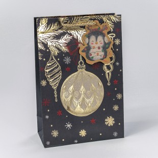 Пакет подарочный Крафт с тиснением "Новый год" (микс 436) 20*30*10 170г 1/20 1/240 Арт: 300436K