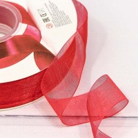 Лента Органза 2,5см*100ярд Красный 1/13 1/52 Арт: 559-25/1026