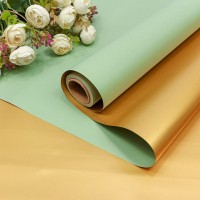 Плёнка 0,58*10м матовая двухсторонняя 50мкм Золотой/Бледно-зелёный 1/30 Арт: 1611/558