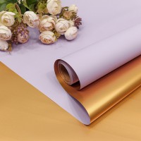 Плёнка 0,58*10м матовая двухсторонняя 60мкм Золотой/Сиреневый 1/30 Арт: 1611/2085