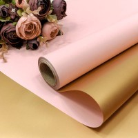 Плёнка 0,58*10м матовая двухсторонняя 60мкм Золотой/Розовый-7422 1/30 Арт: 1611/7422