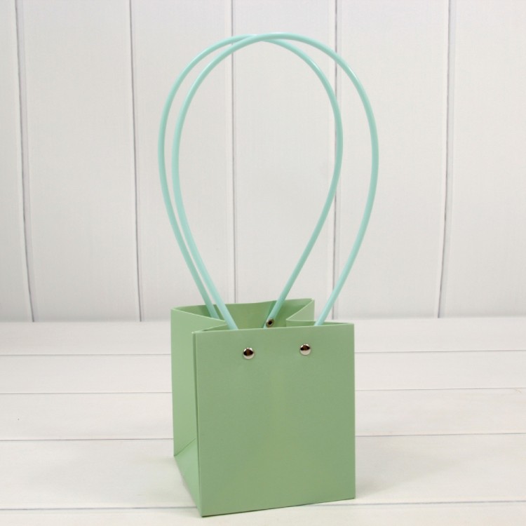 Пакет подарочный "Ваза для цветов" 13*11,5*11,5 Бледно-зелёный 1/10 1/150 Арт: 000170F/559