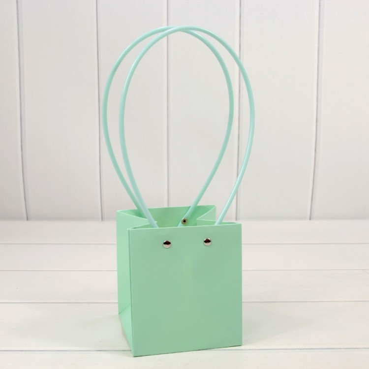 Пакет подарочный "Ваза для цветов" 13*11,5*11,5 Светло-мятный 1/10 1/150 Арт: 000170F/573