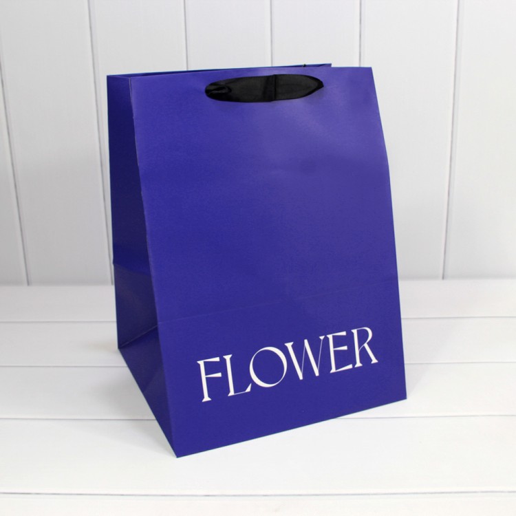 Пакет подарочный "Flower" Синий 28*38*28 210г 1/10 1/200 Арт: 000179YQ/36